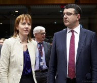 Ilze Juhansone, Latvia Permanent Representative to the EU, and Janis Reirs, Latvian Finance Minister